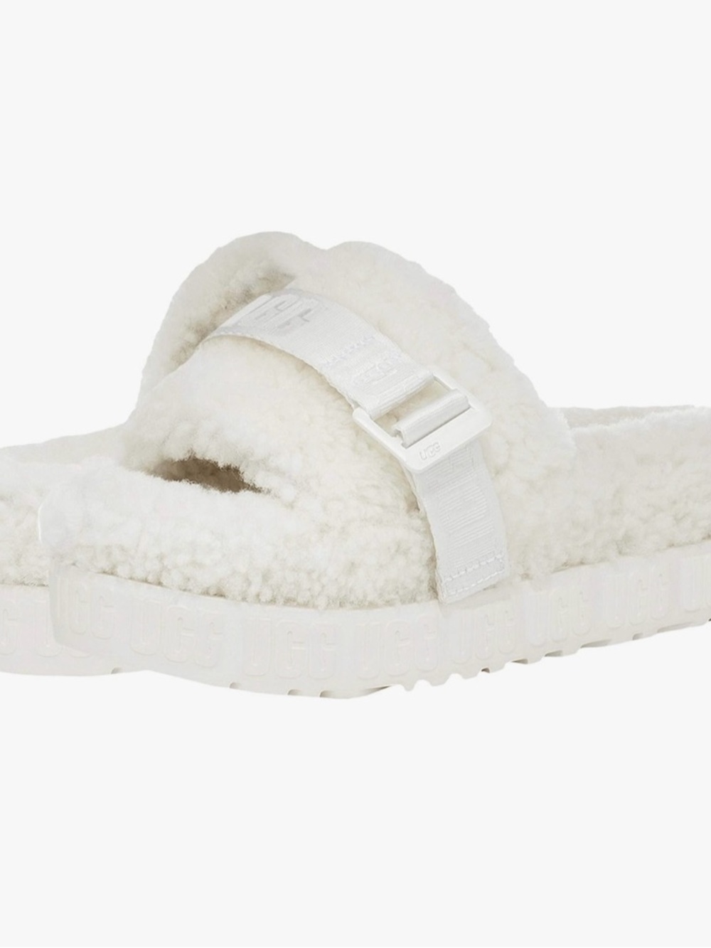 UGG White Sherpa Slide Platform Sandals